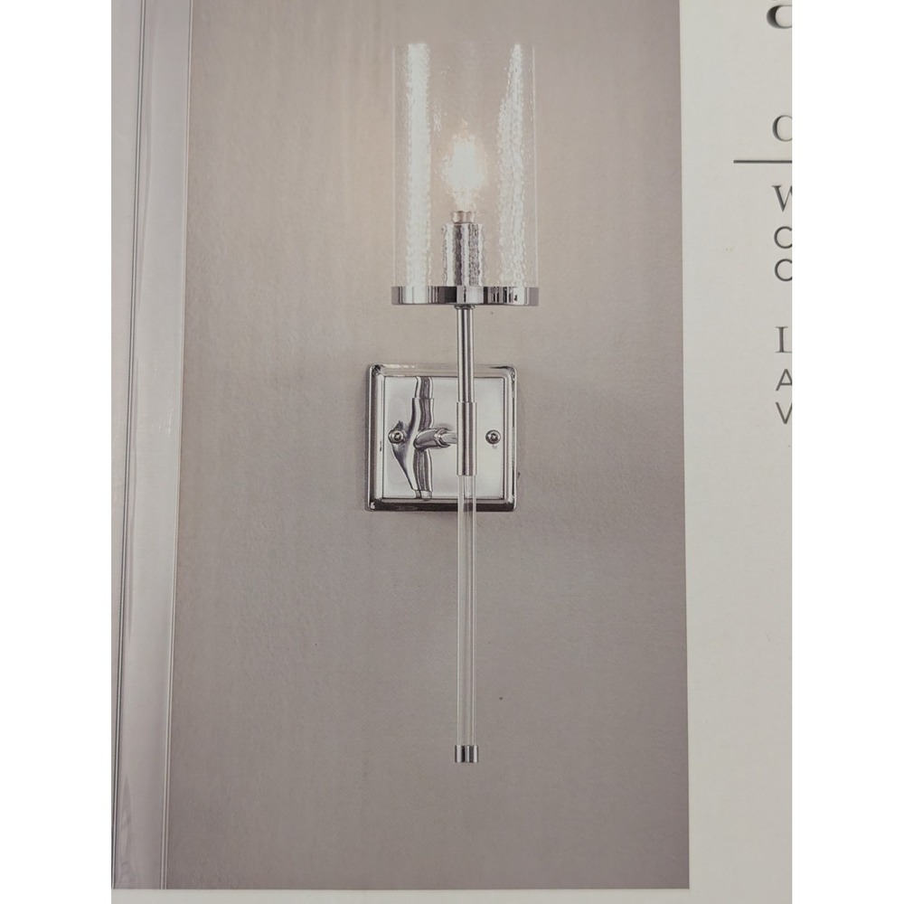 Allen + Roth Casado Wall Sconce Chrome Clear Hammered Glass 4968595 - Picture 4 of 4